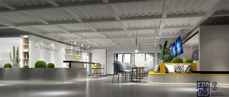 超值設(shè)計(jì)費(fèi)！又美又颯的南寧辦公室裝修前廳效果圖案例鑒賞（一）