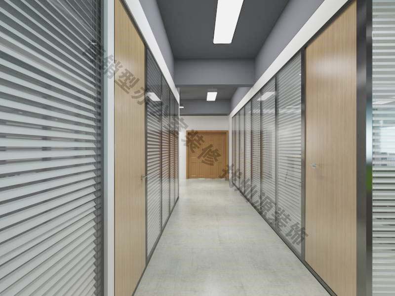 現(xiàn)代科技辦公室裝修過道效果圖